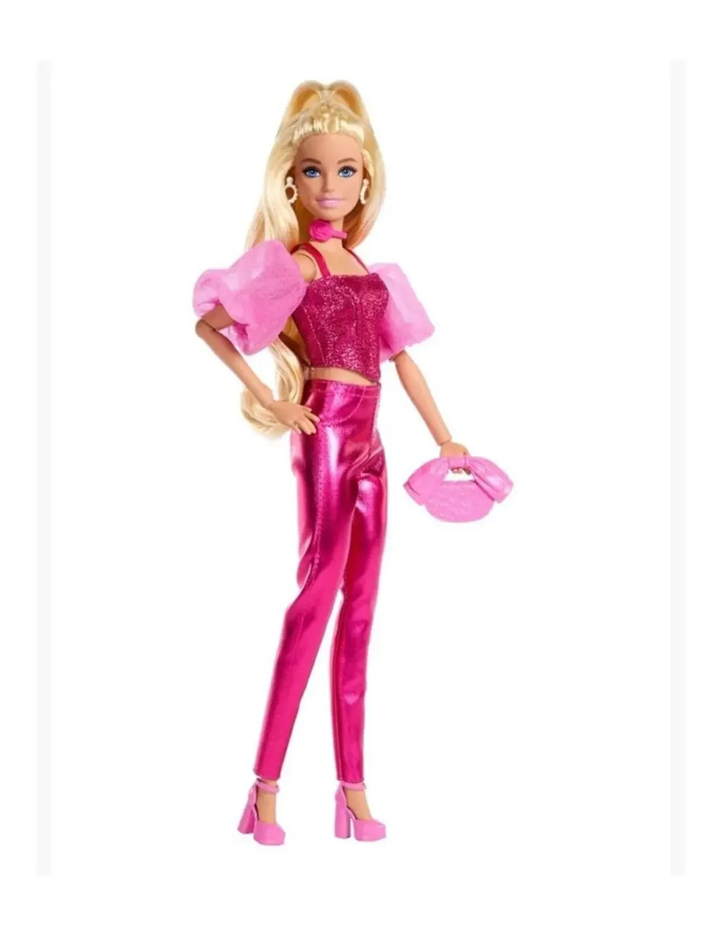 Barbie Deluxe Style Fashion Doll #5 in Metallic Pink Outfit JFP40